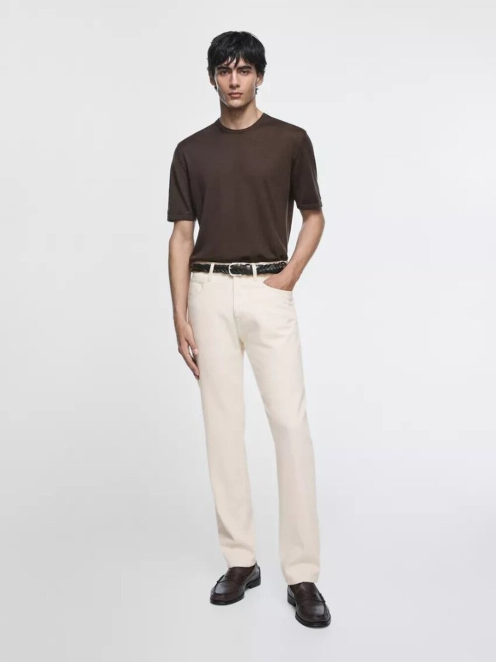 Massimo Dutti Men Jeans EU 42 US 32 Cream Denim Relaxed Tapered Fit 0401/116 NWT